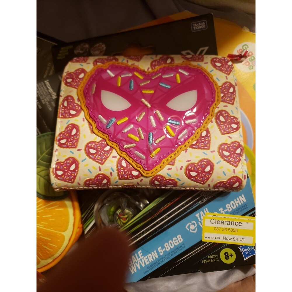 Loungefly Marvel Spider-Man Sprinkle Donut Mask Accordion Wallet NWT
